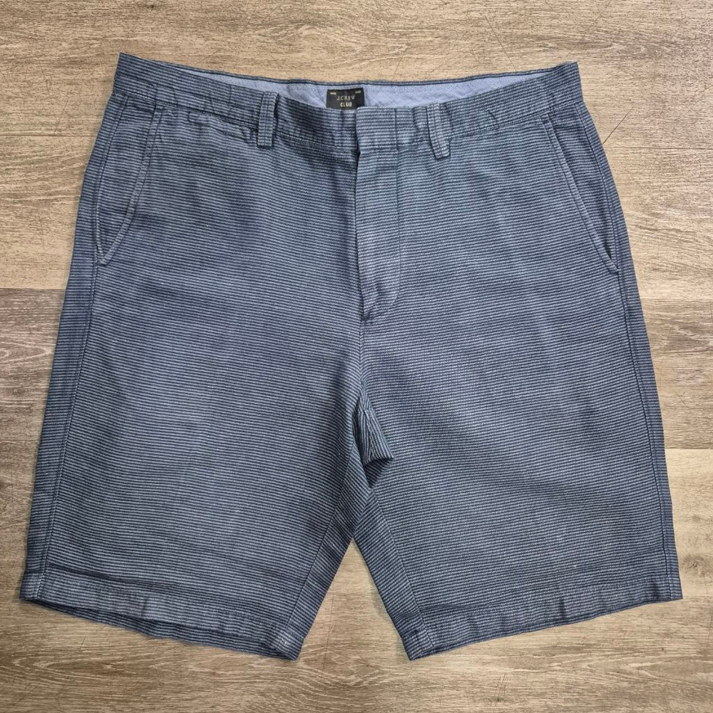 Men's J.Crew Blue & White Striped Flat Front Shorts Waist 34